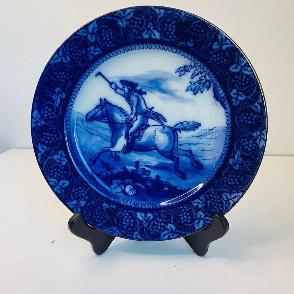 Antique Royal Doulton George Moreland Hunt Scene Flow Blue Plate
